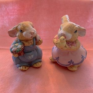 Set of 2 Vintage Ceramic Easter Bunnies